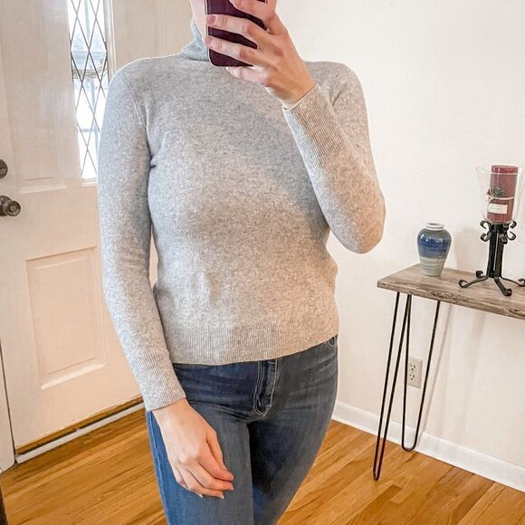 Equipment Femme Oscar Turtleneck Cashmere Sweater Grey S - Picture 1 of 8